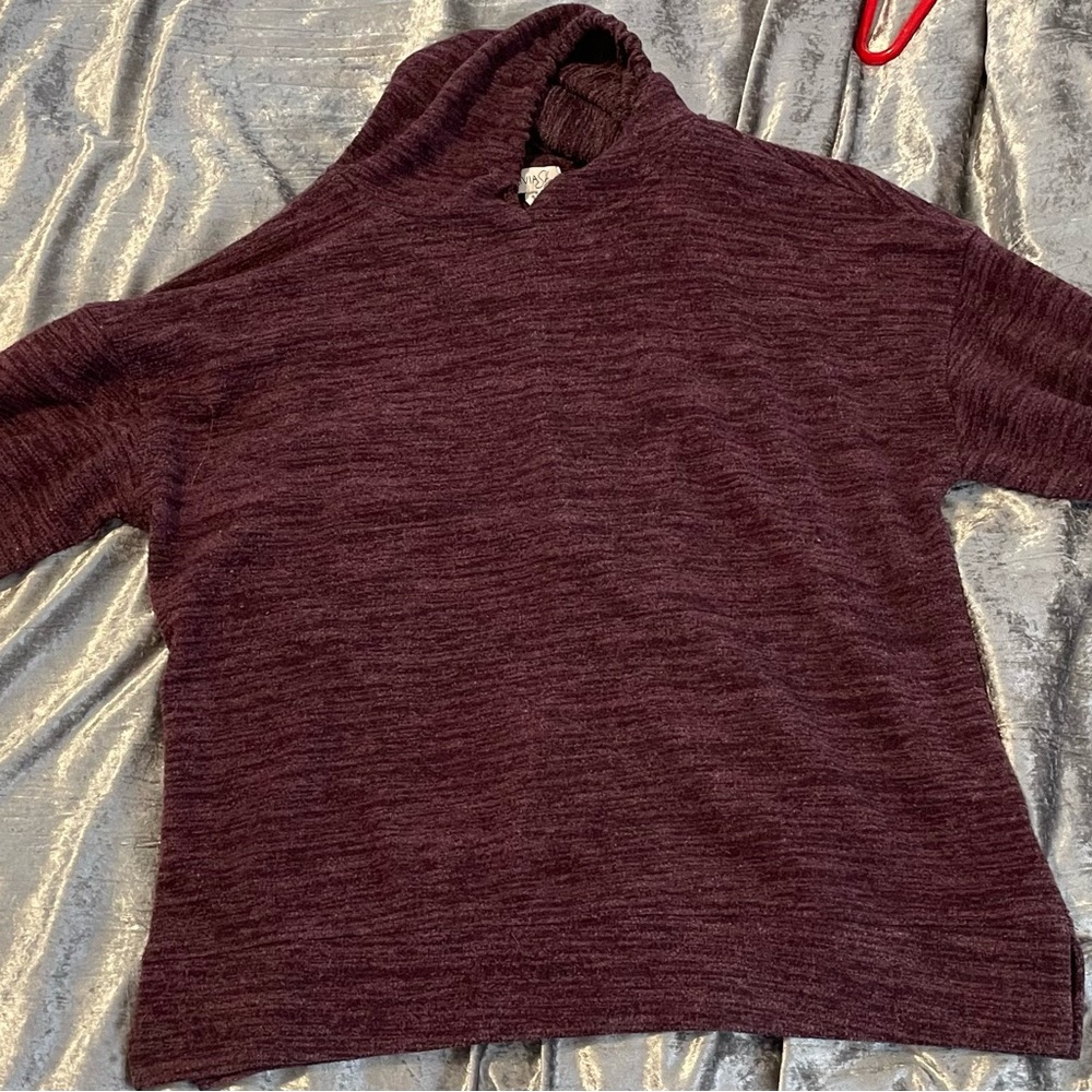 Long sleeved cozy hoodie sweater, and cowl sweater, both in excellent condition.